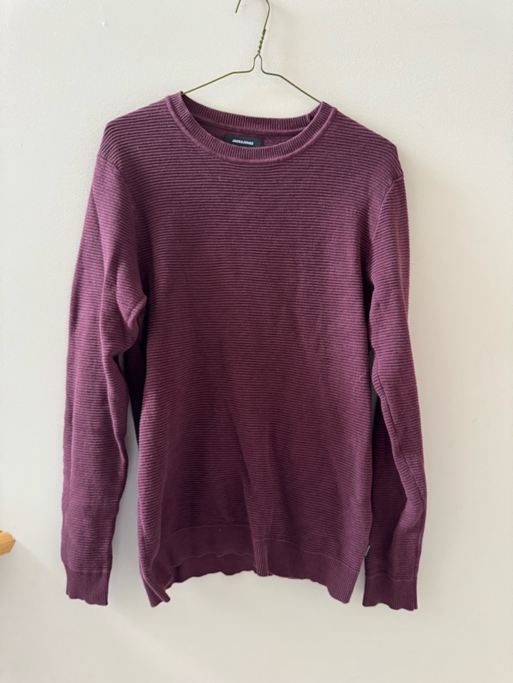 Men's Ribbed Crewneck Sweater - Wine Red